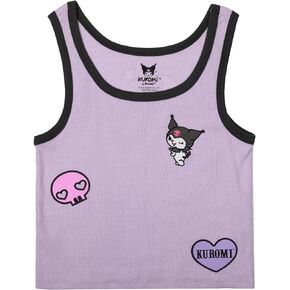 Kuromi Character with Icons Sleeveless Purple Women's Ribbed Tank Top