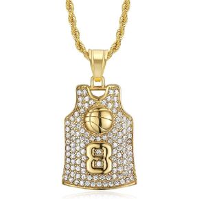 Number 8 Basketball Jersey Necklace, No. 8 Basketball Necklace for Men, Basketball Shirt Necklace Sports Jersey Jewelry, Basketball Player Necklace Basketball Memorial Pendant Necklace for Boys