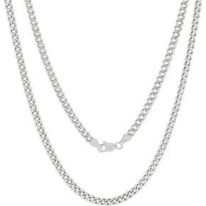 Nuragold 10k الذهب الأبيض 3.5mm ميامي الكوبي ربط سلسلة قلادة، مجوهرات رجالي إمرأة 16 "18" 20 "22" 24" 26" 28" 30"