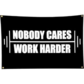 علم الصالة الرياضية 3x5 قدم لا أحد يهتم بالعمل بجدية العلم لتعليق جدار الغرفة واللياقة البدنية نسيج الكلية والمسكن ديكور لافتة غرفة النوم الداخلية علامة الرياح الثقيلة مع النحاس in Kuwait