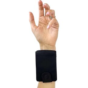 Sprigs Flip Id Wristband Wallet - Wallet Wrist Band - Wrist Band Zipper - Wrist Band with Zipper Pocket & Running Key Holder - Pocket Wristband for Keys Cash Card ID - Snakeskin/Black, Small/Medium