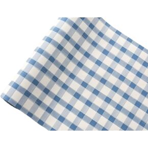 لفة مفرش طاولة ورقية - نمط منقوش مربعات الجاموس الأزرق والأبيض للحفلات أو حفلات الزفاف - مفرش طاولة للاستعمال مرة واحدة صناعة أمريكية in Kuwait