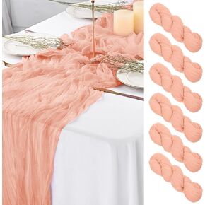 6Pack Cheesecloth Table Runner,Boho Table Runner,Blush Table Runner, Cheesecloth Table Runner 29"x120"Gauze Table Runner,Gauze Semi-Sheer Table Runner for Wedding,Baby Shower Birthday Party(Blush)