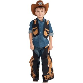 Dress Up America Cowboy Costume for Boys - Kids Cowboy Chaps and Vest Set - Feels Like Real Chaps