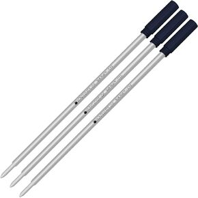 Lanier Combo Pack - 3 Pack - Monteverde® Soft Roll™ Ballpoint C13 Paste Ink Refill Compatible with Most Cross® Style Ballpoint Pens - Blueblack (Medium Tip 0.7mm)