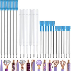 24 Pcs Ballpoint Pens Set Refills Ink Refills for Pens Replaceable Pen Refills 1 mm Medium Tip Ink Pen Refill for Crystal Diamond Liquid Pens Glitter Fancy Pens (Black, Blue)