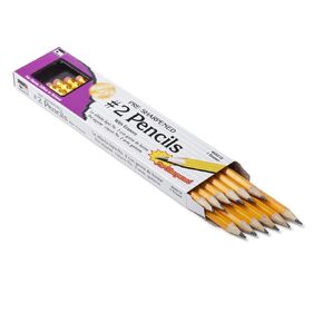 Charles Leonard Pencil - No.2 Lead, Pre-Sharpened, Yellow with Eraser, 12 Per Box,CHL65512