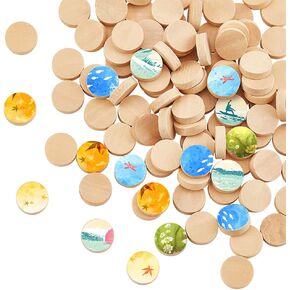 OLYCRAFT 200Pcs 0.6 Inch Natural Beech Wood Slices Unfinished Round Wooden Discs Small Wooden Circles Wooden Tag Unfinished Round Wood Slices for DIY Crafts Christmas Decoration