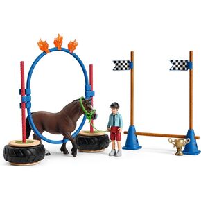 Schleich Farm World, Horse Toys for Kids, Pony Agility Race Playset with Horse Figurines and Accessories 22-piece set, Ages 3+