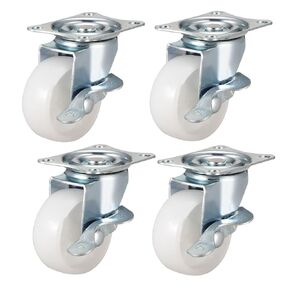 uxcell Swivel Caster Wheels with Brake 2" Polypropylene with 360 Degree Top Plate 66LBS Capacity for Furniture Carts Workbench, White, Pack of 4