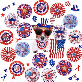 10pcs 4th of July Dog Collar Attachment Bandana, Slide Independence Day Small Dog Necktie Collar Charms, Patriotic Day Dog Collar Grooming Bow Ties for Holiday Dog Cat Collar Accessories