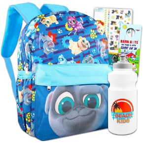 Disney Puppy Dog Pal School Backpack For Kids - Bundle with Large 15" Puppy Dog Pal Backpack, Tattoos, & More | Puppy Dog Pals School Set