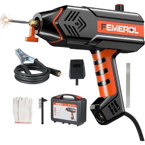Welding Machine 110V,Handheld Welder, 120A Portable Stick Welder, Hand Held Welder Machine IGBT Inverter Digital Display with Welding Tool Set and Toolbox (FEMEROL MMA120R)