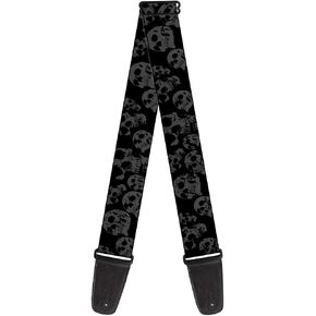 Buckle-Down Guitar Strap Skulls Stacked Weathered Black Gray 2 Inches Wide