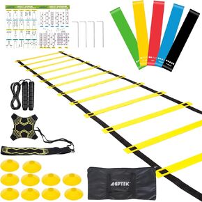 AGPTEK Agility Training Equipment Set, Agility Ladder Speed Soccer Kick Trainer Cones Jump Rope Resistance Bands Exercise Workout Equipment Boost Fitness & Increase Quick Footwork