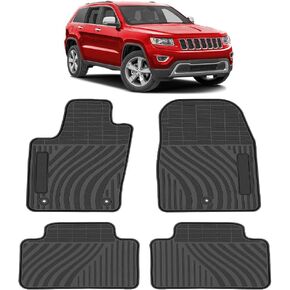 TeddyTT Floor Mats Compatible with Jeep Grand Cherokee 2011 2012 2013 2014 2015 2016 Heavy Duty Rubber Front & Rear Car Mat Waterproof Custom Seasons Odorless All Weather 3D High Edge (4PCS)