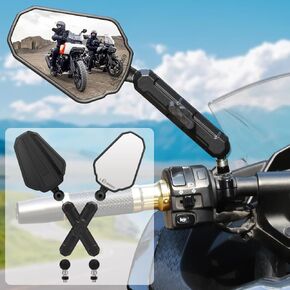 Adventure Bike Mirrors, Motorcycle Mirror Fits RAM B Balls and 7/8"Handlebar M10 M8,Compatible with KTM 1290 Super Adventure,Honda Africa Twin,kawasaki KLR, Yamaha XT,Suzuki DR,BMW GS,ADV,ATV