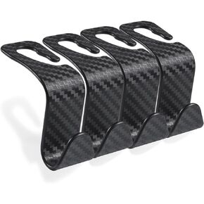 4PCS Car Seat Headrest Hook, Carbon Fiber Car Hook, Car Purse Hook, Back Seat Headrest Hanger, Universal Auto Car Back Seat Hook Organizer Car Interior Accessories for Handbag Purse Coat