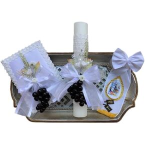 First Communion Candle Set for Boy with Grapes Detail/Regalo sorpresa de Bolos (Tiempo limitado)