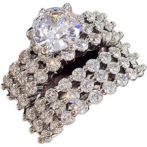 925 Sterling Silver Shiny Double Set Zirconia Rings Diamond Rings for Women Jewelry Findings Earring Backs Findings