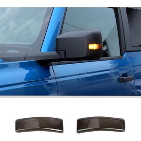 JWWY for Bronco Turn Signal Mirror Reverse Mirror Indicator Blinker Rearview Mirror Signal Light Cover Trim Fit for 2021-2024 Ford Bronco Exterior Accessories 2pcs Smoke Black