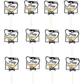 12 pcs Happy Father's Day Cake Topper Cake topper Decorative Party Cake Decoration for Father's Day(square)