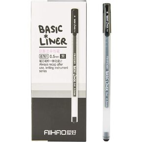 czxwyst 8761 Basic Liner Gel Ink Pens 0.5mm Fine Point (Black Color 12-Pack)