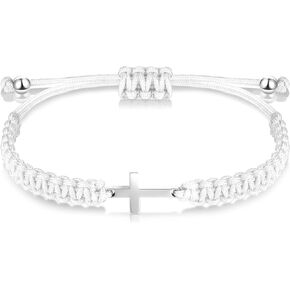 Handmade Braided Cross Black Red String Protection Bracelet Cross Charm Adjustable Handmade Matching Couple Bracelets for Women Men