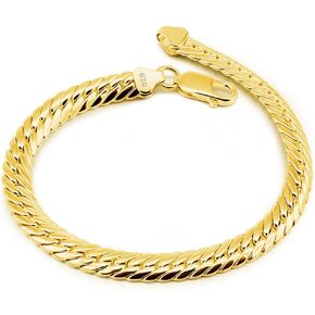 Solid 925 Sterling Silver Flat Snake Curb Chain Link Bracelet 6MM 6.7, 7, 7.5, 8, 8.5, 9 Inches for Men & Women