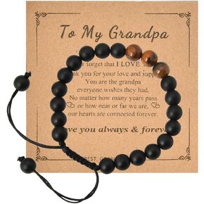 To My Man Bracelet Gifts for Son Grandpa Uncle Christmas Birthday Present for Male Tigers Eye Stone Bracelets Inspirational Gifts