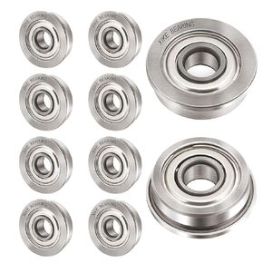 XIKE 10 Pcs F605ZZ Flanged Bearings 5x14x5mm，Double Metal and Pre-Lubricated, Chrome Steel Deep Groove Ball Bearing.