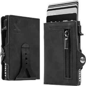 Kinley Wallet For Men Pop Up Card Holder Wallet With Metal Money Clip | RFID Blocking Mens Wallet| Bills Clip| Coin & Keys Zip Pocket | Pu Leather