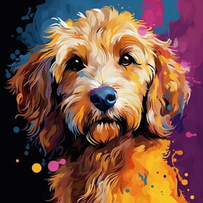 Golden Doodle Puppy Dog Cute Dog Colorful 5D Adult Diamond Art,DIY Diamond Art Painting Kit for Decor Canvas 13.7x13.7inch/35x35cm