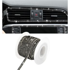 Bling Car Trim Self Adhesive, 16.4 Ft Rhinestone Auto Dashboard Line Molding Sticker Strips, DIY Bling Car Interior Decor Sticker for Women Girls, Vehicle Exterior Accessoreis (Black)