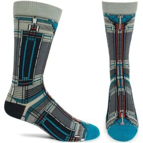 جوارب Ozone الرجالية كاجوال طاقم/منتصف الساق، مجموعة Frank Lloyd Wright Collections Bradley House Windows Sock، الحجم: 10-12 in Kuwait