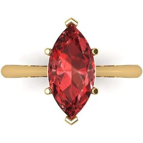Clara Pucci 2.45ct Marquise Cut Solitaire Natural Scarlet Red Garnet 6-Prong Classic Designer Statement Ring 14k Yellow Gold for Women