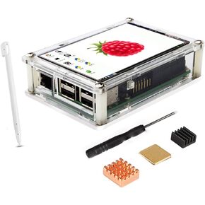 Raspberry Pi 3 B+ TFT Touch Screen Display Monitor,3.5 inch LCD 320x480 Display + Touch Pen + Protective Case + Heatsink for Raspberry Pi 3 Model B, Pi 2 Model B, Pi Model A+ A