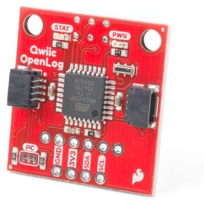 SparkFun Qwiic OpenLog Open-source datalogging Board Works over I2C Supports microSD FAT16/32 cards up to 32GB Configurable baud rates up to 115200bps Preprogrammed ATmega328 with Optiboot bootloader