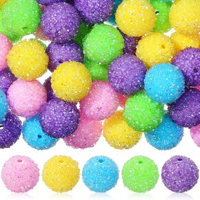 50 Pcs 20 mm Patriotic Rhinestone Beads Patriotic Mixed Color Round Disco Ball Beads Crystal Rhinestone Beads for Beadable Pens Bracelet Necklace Earring Jewelry Making(Colorful)