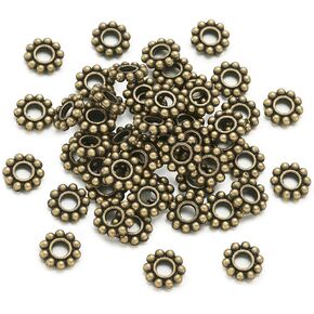 Beadthoven 1000pcs Tibetan Silver Alloy Daisy Spacer Beads Mini Snowflake Spacer Charms for DIY Christmas Bracelet Necklace Jewelry Making Supplies 4-4.5x1.5mm