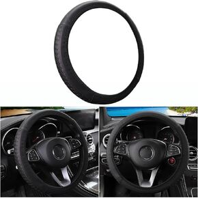 Mandark Car Steering Wheel Cover, Elastic Stretch Woven Vehicle Steering Protector Without Inner Ring, Auto Steering Protective Cover, 14.5-15 inch Universal for Vehicle, Truck and More (Black)