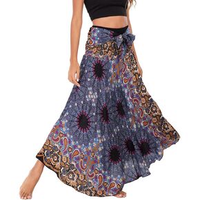 FEOYA Hippie Skirt Boho Skirts for Women Long Gypsy Dress Summer Beach Bohemian Maxi Skirt 2-in-1 Hippy Clothing