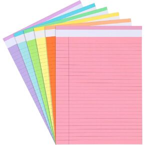 EOOUT Legal Pads Writing Pads 8.5x11 Inch, 6 Pack 30 Sheets Wide Ruled with Sturdy Back or School Office Home, Colorful Perforated Double-Side Printed To-Do List Notepad