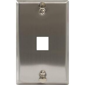 ICC Telephone Stainless Steel Faceplate with 1 Port for EZ®/HD Style and Hanging Standoffs