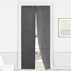 RYB HOME Magnetic Soundproof Blanket Thermal Insulating 100% Blackout Door Curtain Screen Windproof Draft Block Divider for Doorway, Glass Window, Wide 36 x Long 82 inches, Grey