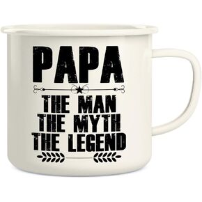 Retreez Papa The Man The Myth The Legend 16 Oz Enamel Stainless Steel Metal Camping Campfire Coffee Mug Cup - Funny Motivational Inspirational birthday gift for dad papa father friend father day gift