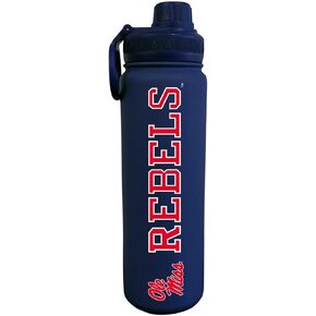 Campus Colors NCAA Stainless Steel Water Bottle - Twist on Cap - 24 oz - Carry Clip - Keeps Your Drinks Hot or Cold for Hours (Ole Miss Rebels - Blue)