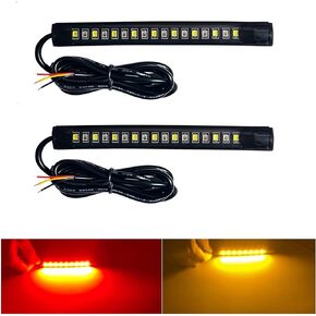 2 قطعة العالمي المزدوج اللون الأحمر العنبر دراجة نارية LED بدوره إشارة ضوء قطاع DRL النهار الفرامل تشغيل الذيل ضوء لوحة ترخيص ضوء مقاوم للماء مرنة Led ستيب للدراجات النارية ATV UTV سيارة