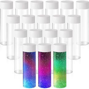 Tanlade 24 Pcs Clear Plastic Bottles Empty Sensory Bottles with Caps PET Plastic Juice Bottles Reusable Bulk Leakproof Drink Container Plastic Sensory Bottles for Juice Milk (Black Lid,12 oz/ 350 ml)