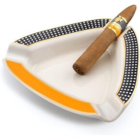 Cigar Ashtray Triangle- Large Rest Outdoor Cigars Ashtray for Patio/Outside/Indoor Ashtray (Yellow)